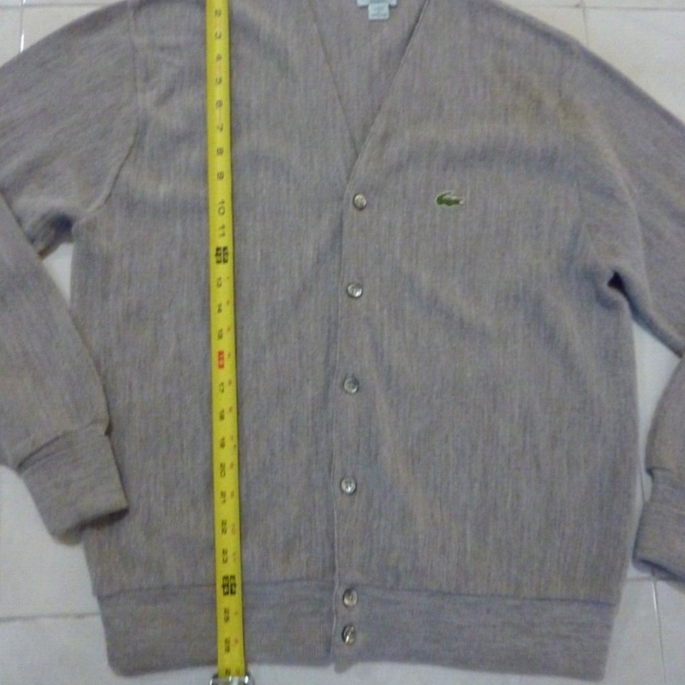 Vintage Izod Lacoste Sweater Mens Large L USA Made Button Front GREY - Picture 6 of 6